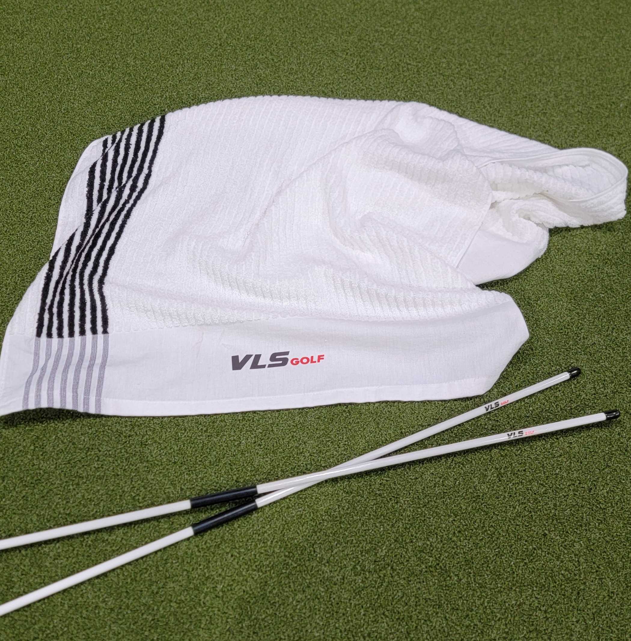 VLS Golf Dual Blend Cotton Towel + Alignment Rods Bundle