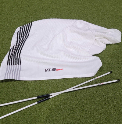 VLS Golf Dual Blend Cotton Towel + Alignment Rods Bundle