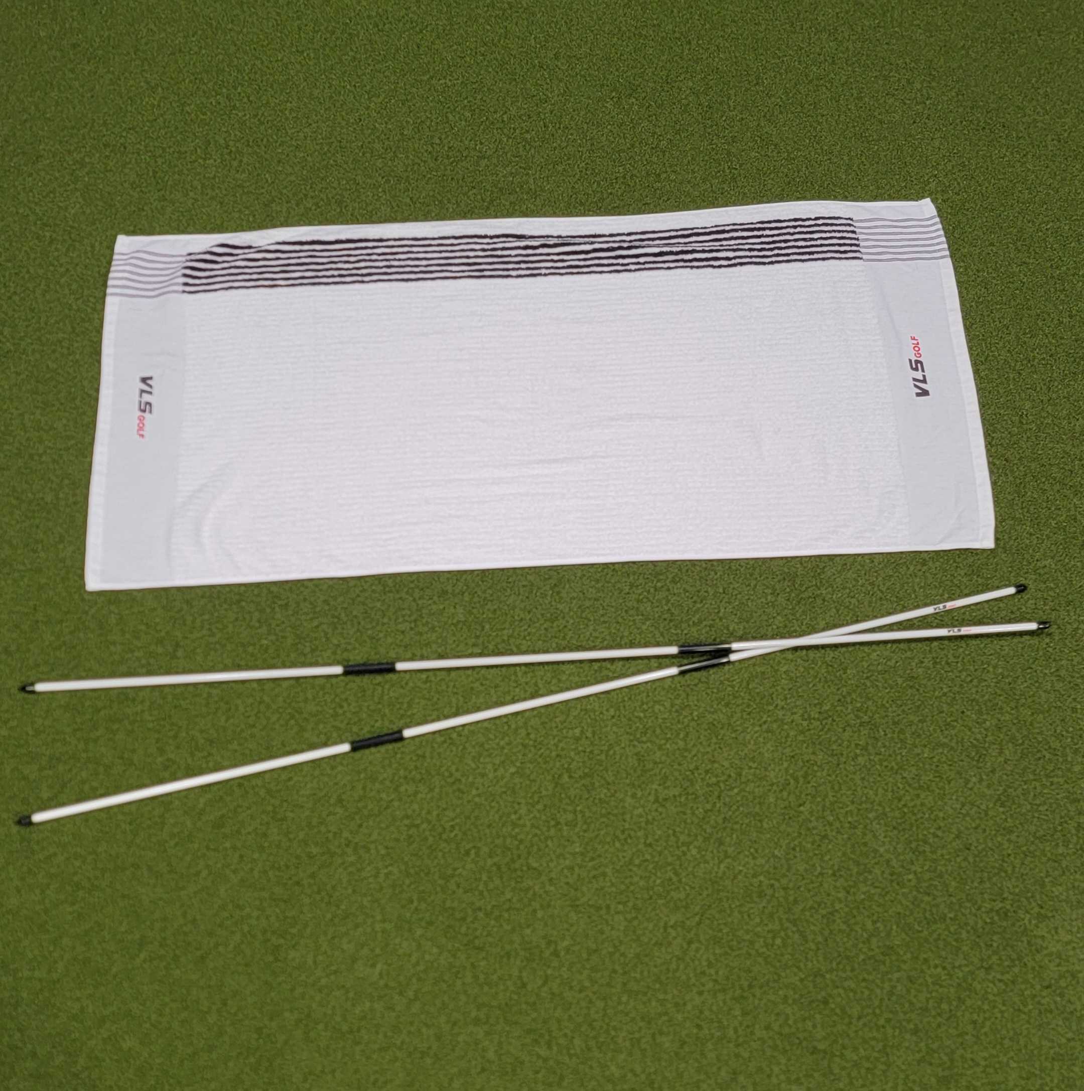 VLS Golf Dual Blend Cotton Towel + Alignment Rods Bundle