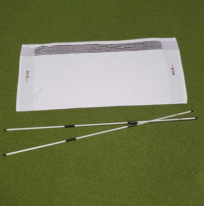 VLS Golf Dual Blend Cotton Towel + Alignment Rods Bundle