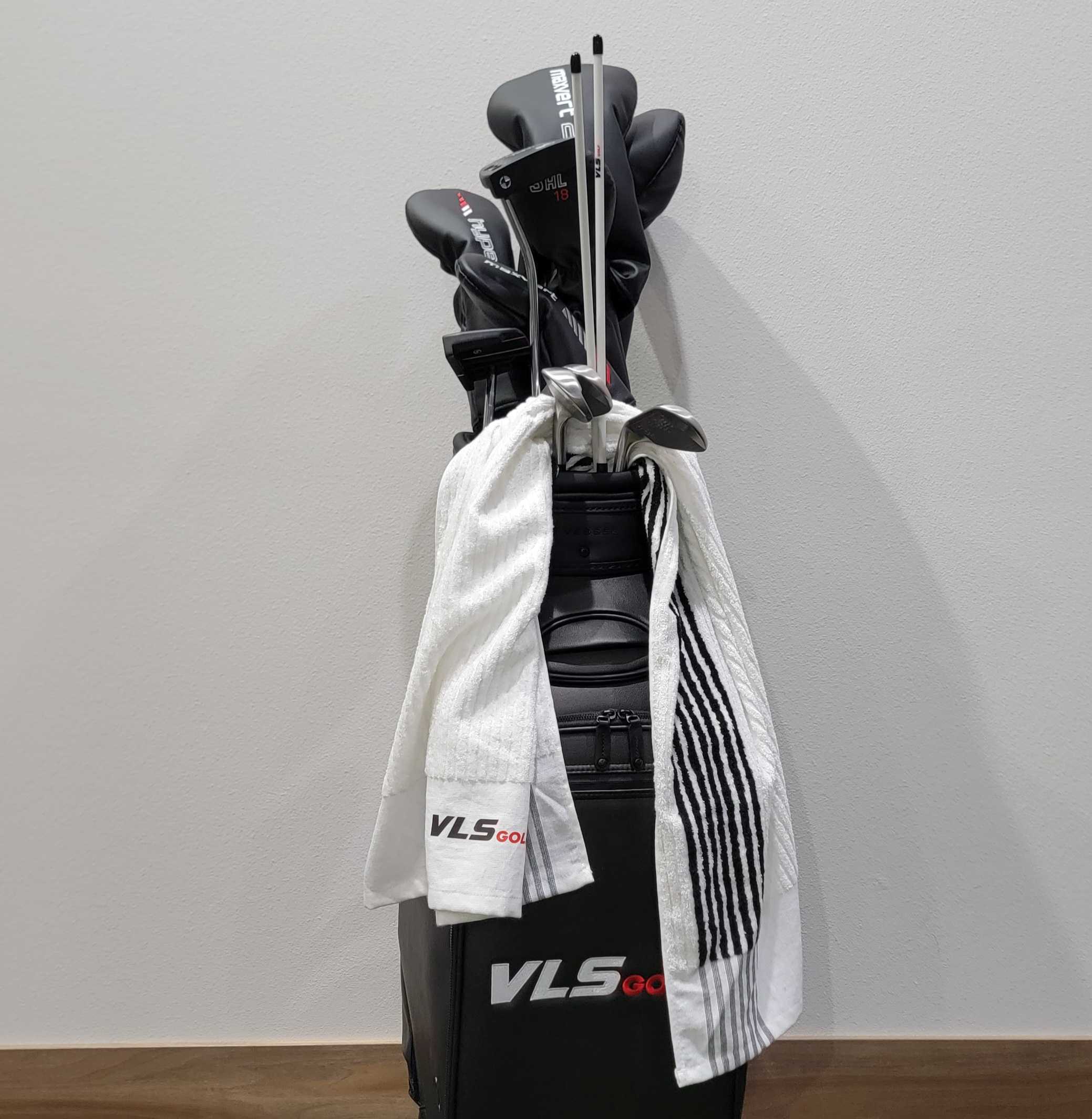 VLS Golf Dual Blend Cotton Towel + Alignment Rods Bundle